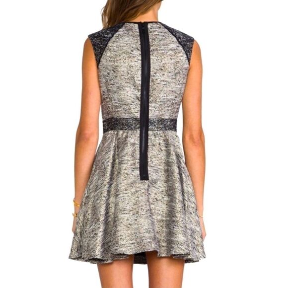 RACHEL ZOE MARLEY BLACK/GRAY METALLIC FLARE DRESS 8 NWT - Picture 4 of 16